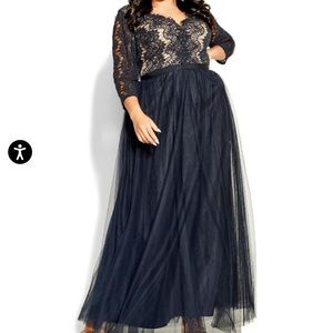 Beauty Elbow Sleeve Maxi Dress - Navy